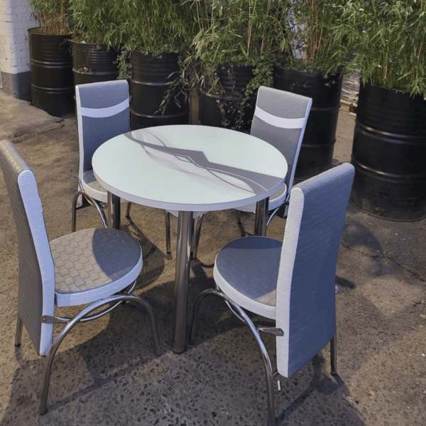 Grey Wave Glass Round Table