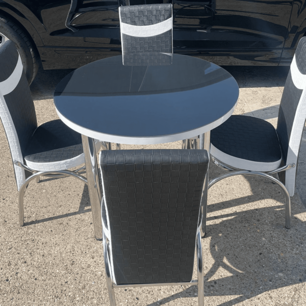 Black and White Glass Round Table